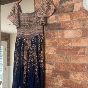 NWOT Free People smocked-top midi dress on/off shoulders